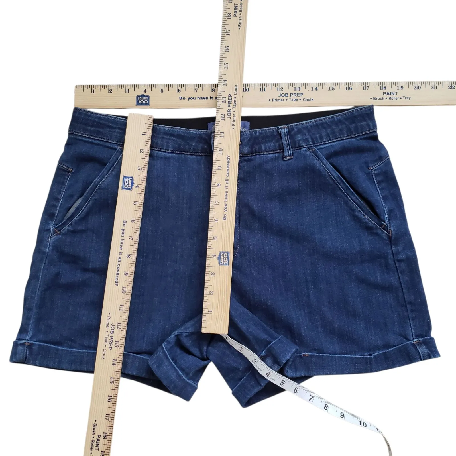 Democracy Ab Solution Jean Shorts Womens 16 Blue Denim High Rise Cuffed Stretch - Image 5