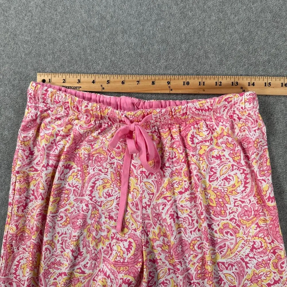 Aria Pink Paisley Pajama Set Women's Medium Cropped Sleeveless Elastic Waist - Image 10