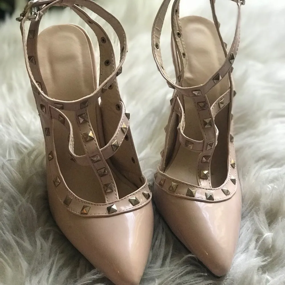 ✨Ji Mei Shoes Nude Pale Pink Pointed Toe Heels✨ Size 7 - Image 2