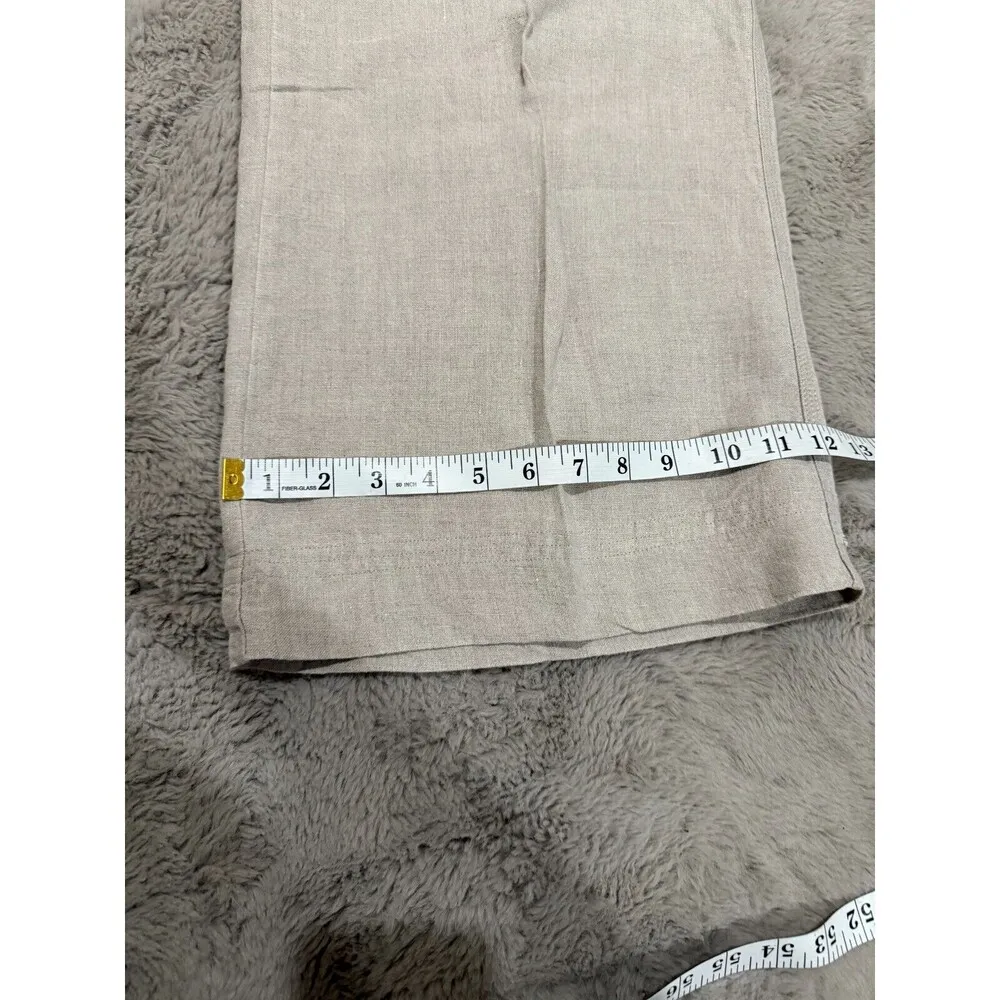 J. Jill Women's Linen Pants XL Beige Elastic Waist Casual Wide Leg Cropped Relax - Image 10