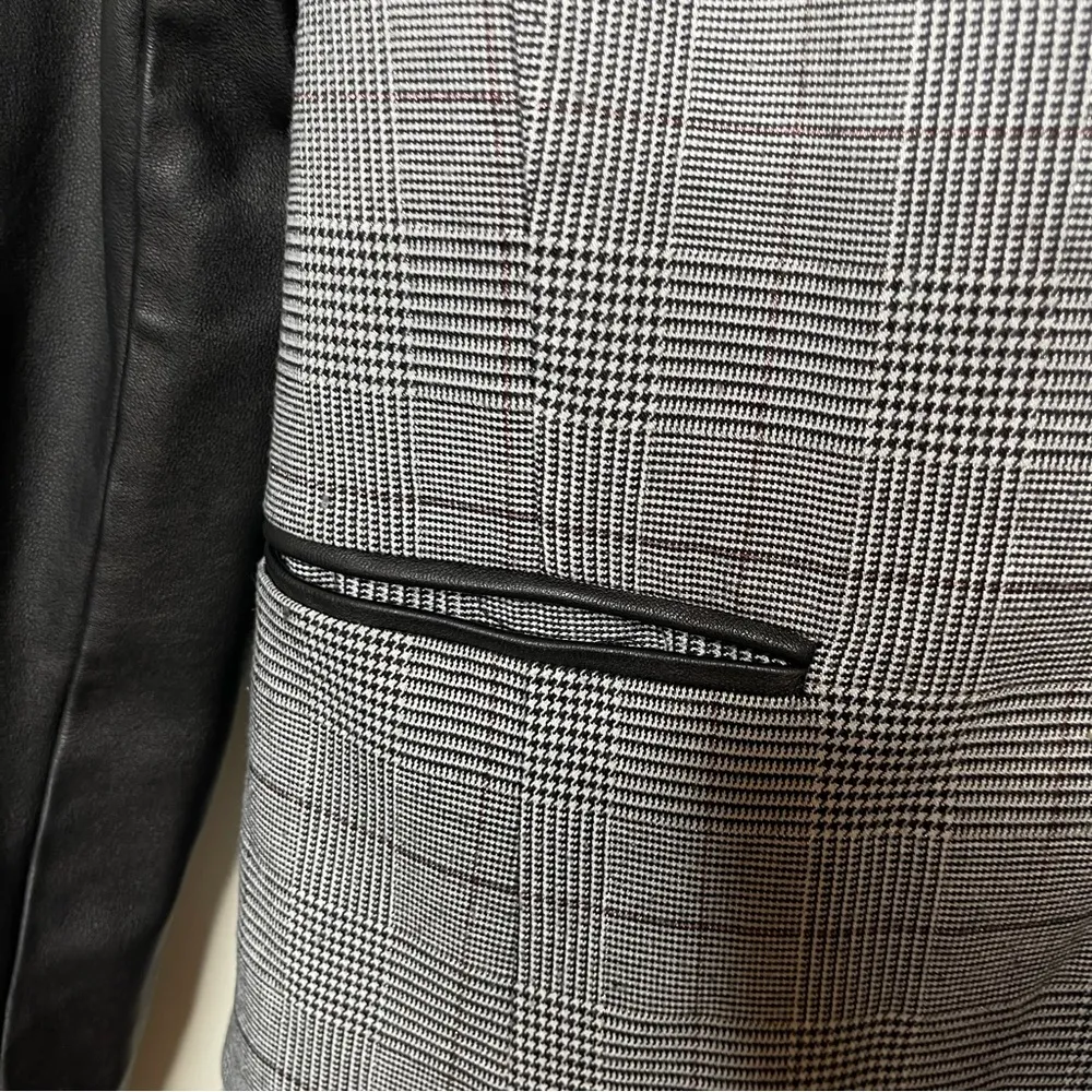 VEDA Leather Sleeve Smoke Blazer Jacket sz M Size M - Image 6