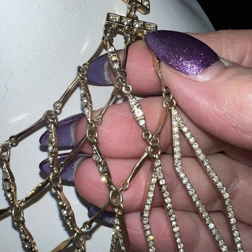 Sequin Jewelry Vintage Gold and Crystal Collar‎ Statement Necklace (see pics and - Image 3