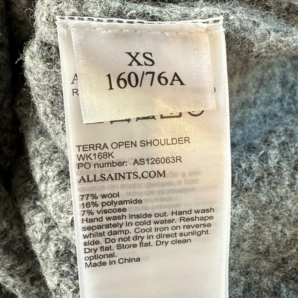 All Saints Terra Open Shoulder Wool Sweater - Image 6