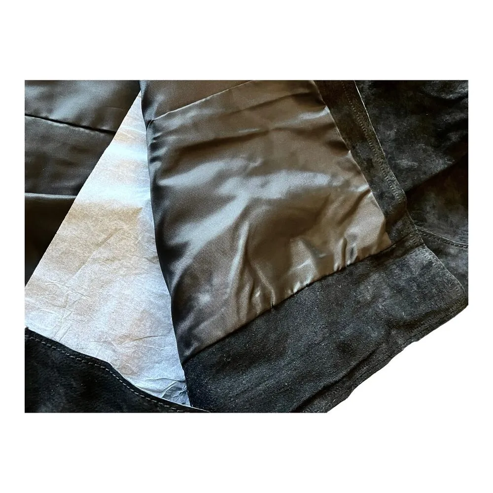 NEW Avanti Womens 3X Black Suede Leather JACKET Embroidered Bird Floral Mob Wife - Image 9