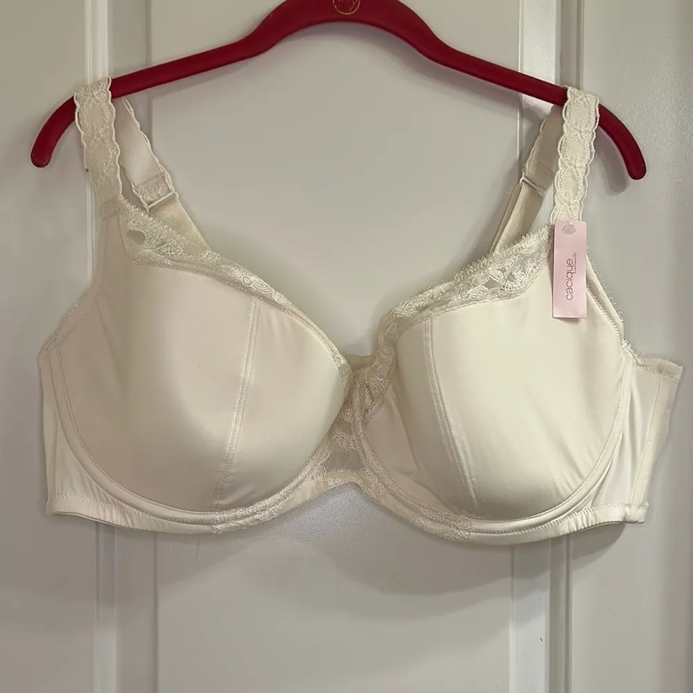 Cacique Lightly Lined Underwire Full Coverage Bra Ivory NEW Size 46DD - Image 2