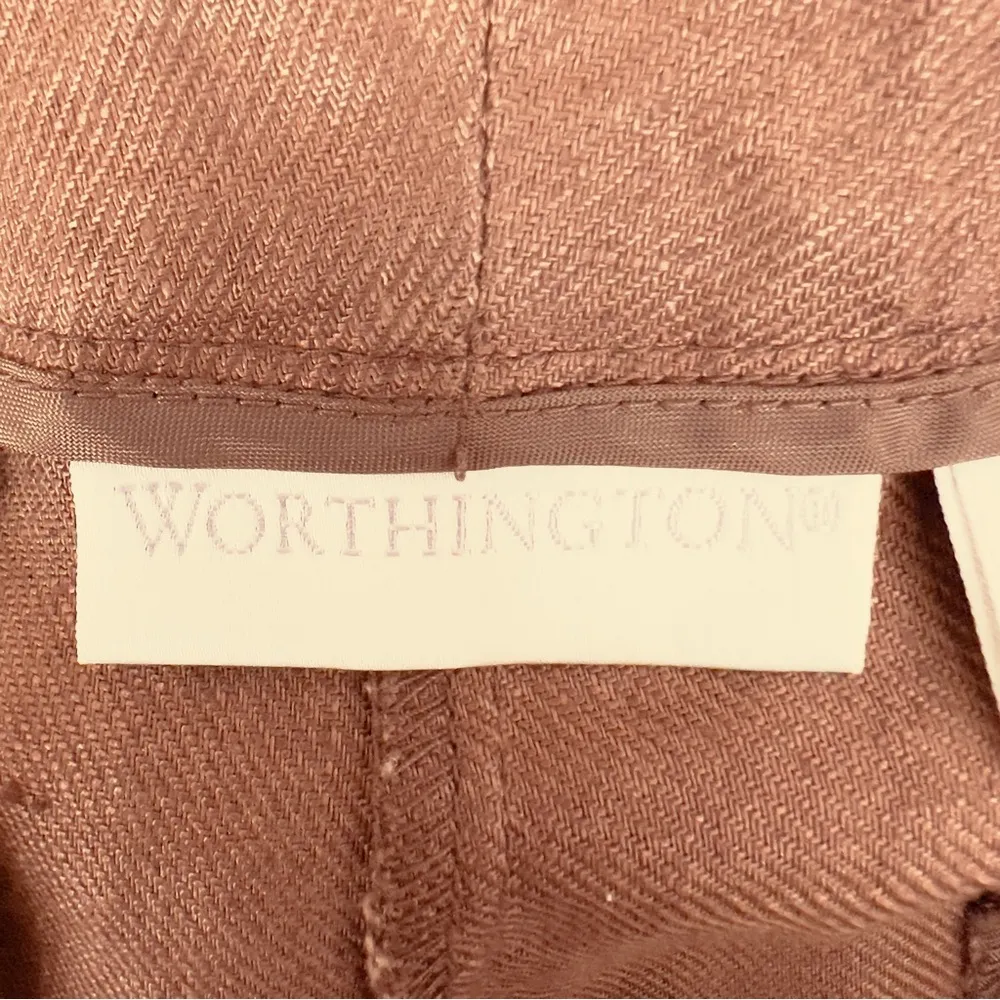 Worthington Size 12 100% Linen Brown Wide Leg Capris w/Front Pockets - Image 6