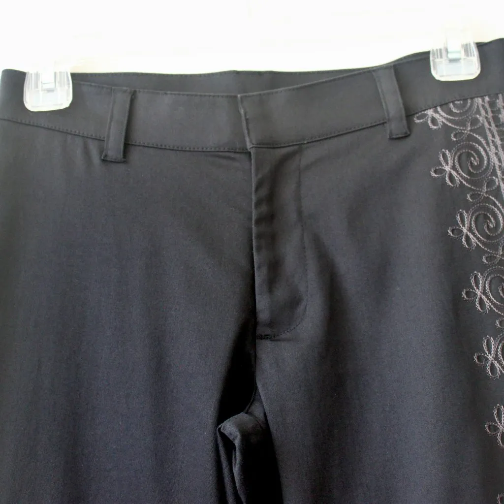 FRIENDS Vintage 90's Cotton Black Embroidered Cropped Preppy Indie Pants 3 Size undefined - Image 3