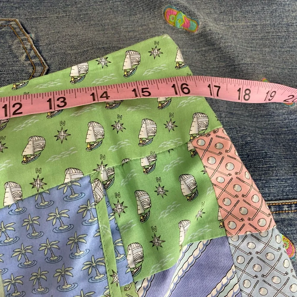 Vineyard Vines Green Patchwork Wrap Multicolor Golf Mini Skirt Women's Size 8 - Image 2