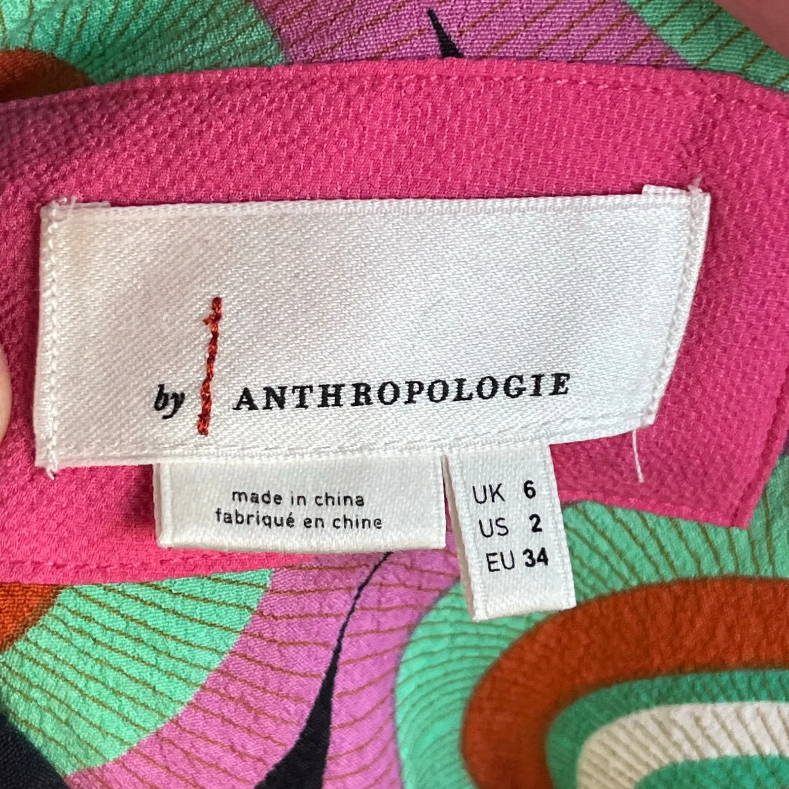 Anthropologie Kenzie Asymmetrical Midi Dress Colorful Geometric Print Size 2 - Image 10