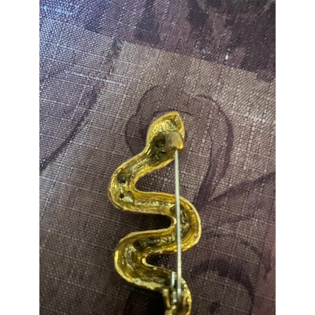Women's Snake Brooch Gold with Multicolor stones - Image 3