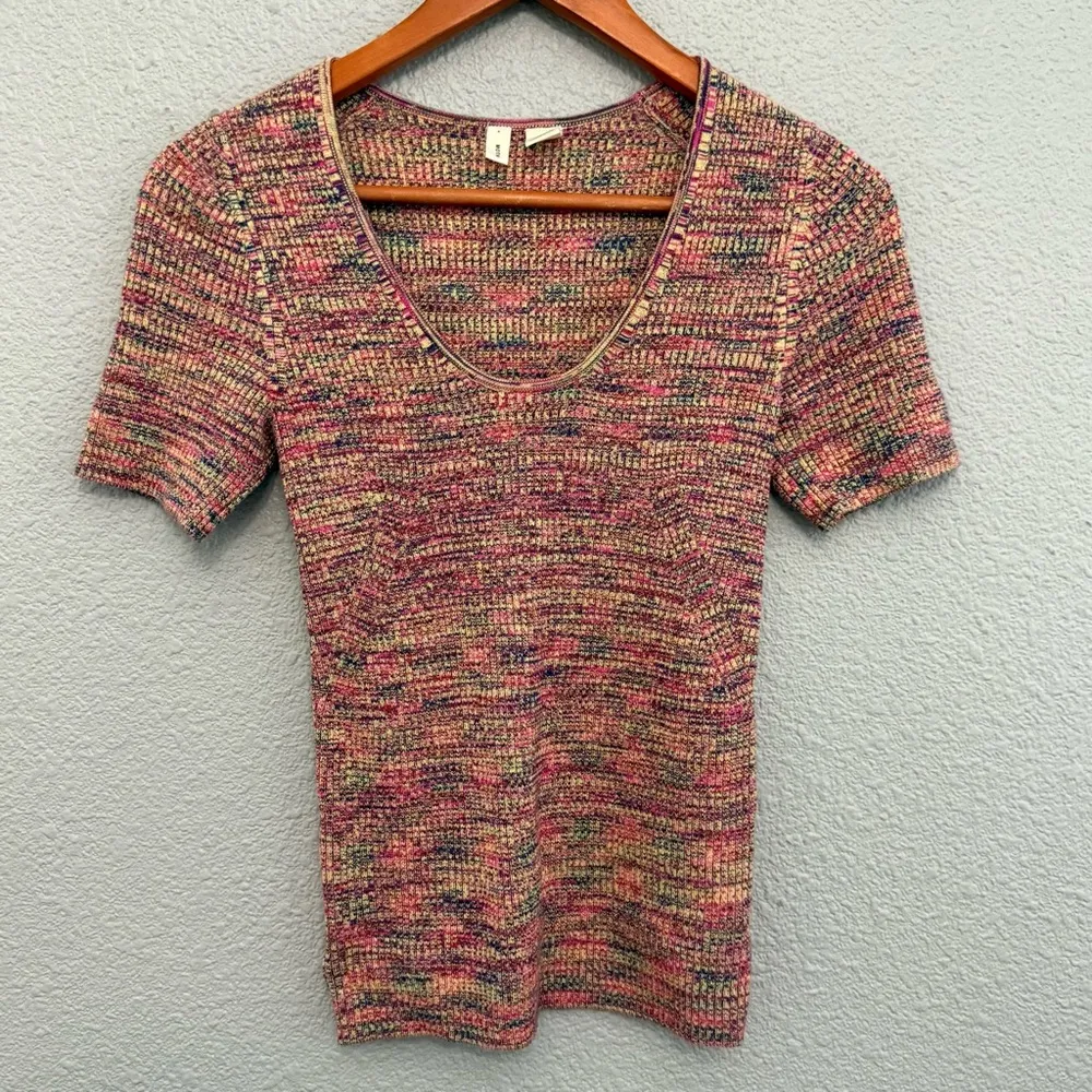 Anthropologie Moth Scoop Neck Short Sleeve Sweater Top Size Medium‎ EUC - Image 2