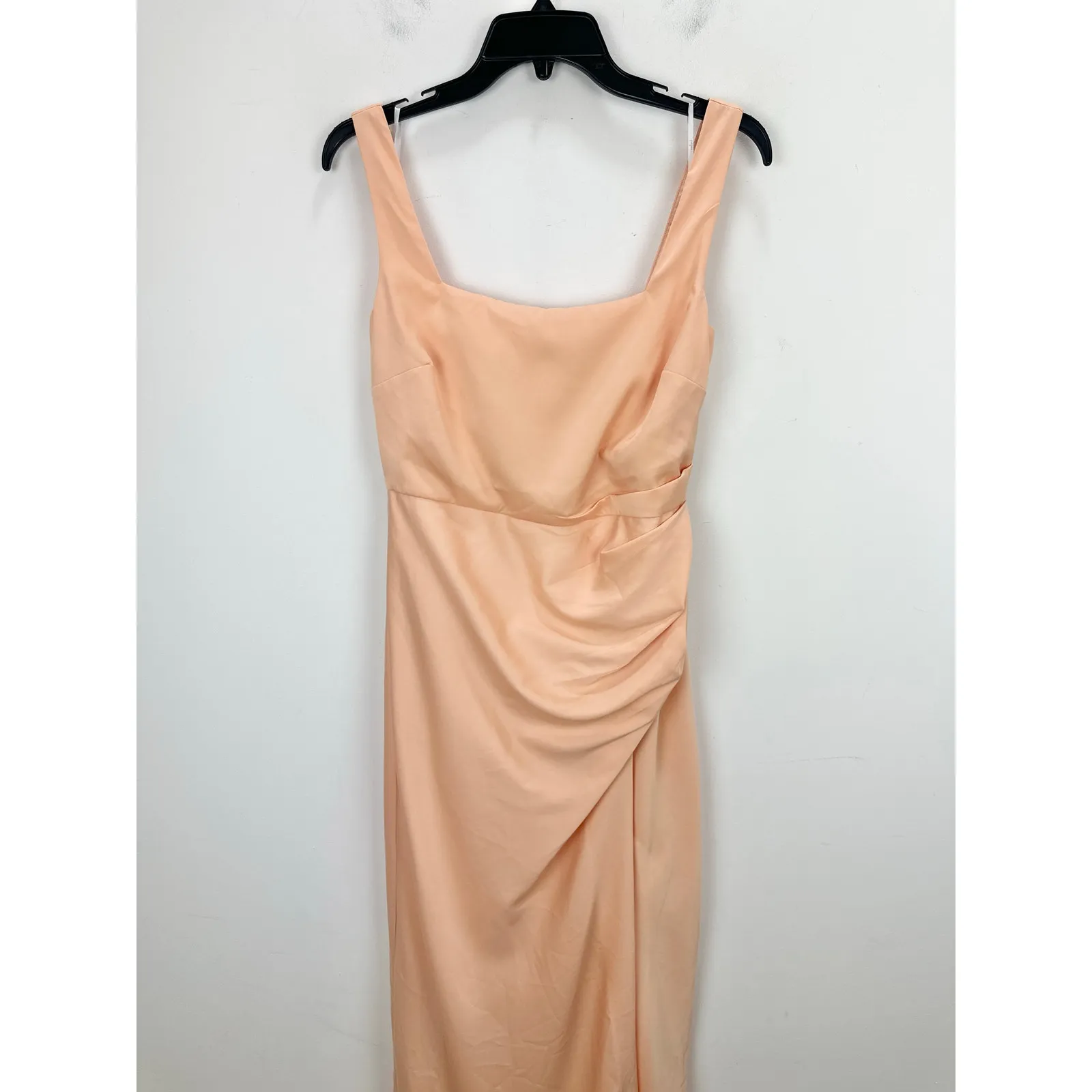 NEW Lulus Red Carpet Romance Peach Satin Square Neck Maxi Dress Formal Medium - Image 6