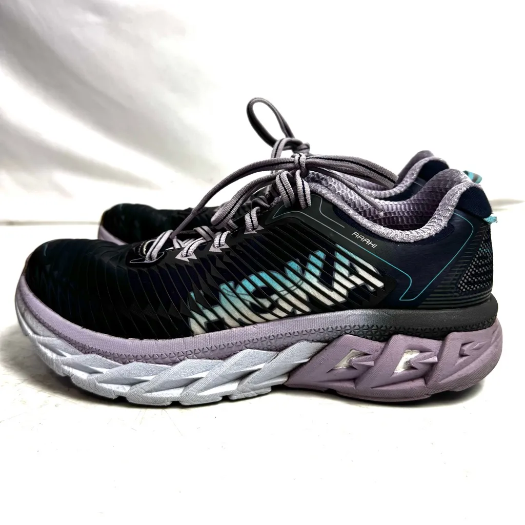 Hoka One One Arahi Purple & Navy Blue Shoes Sneakers Size 8 Pink - Image 3