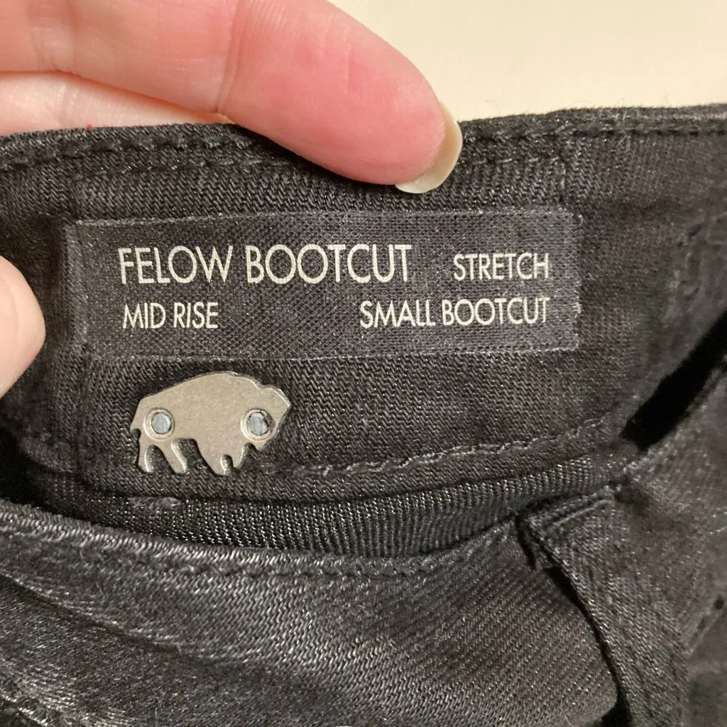 Buffalo David Bitton New Black Distressed Mid Rise Felow Bootcut Jeans #MBG - Image 2