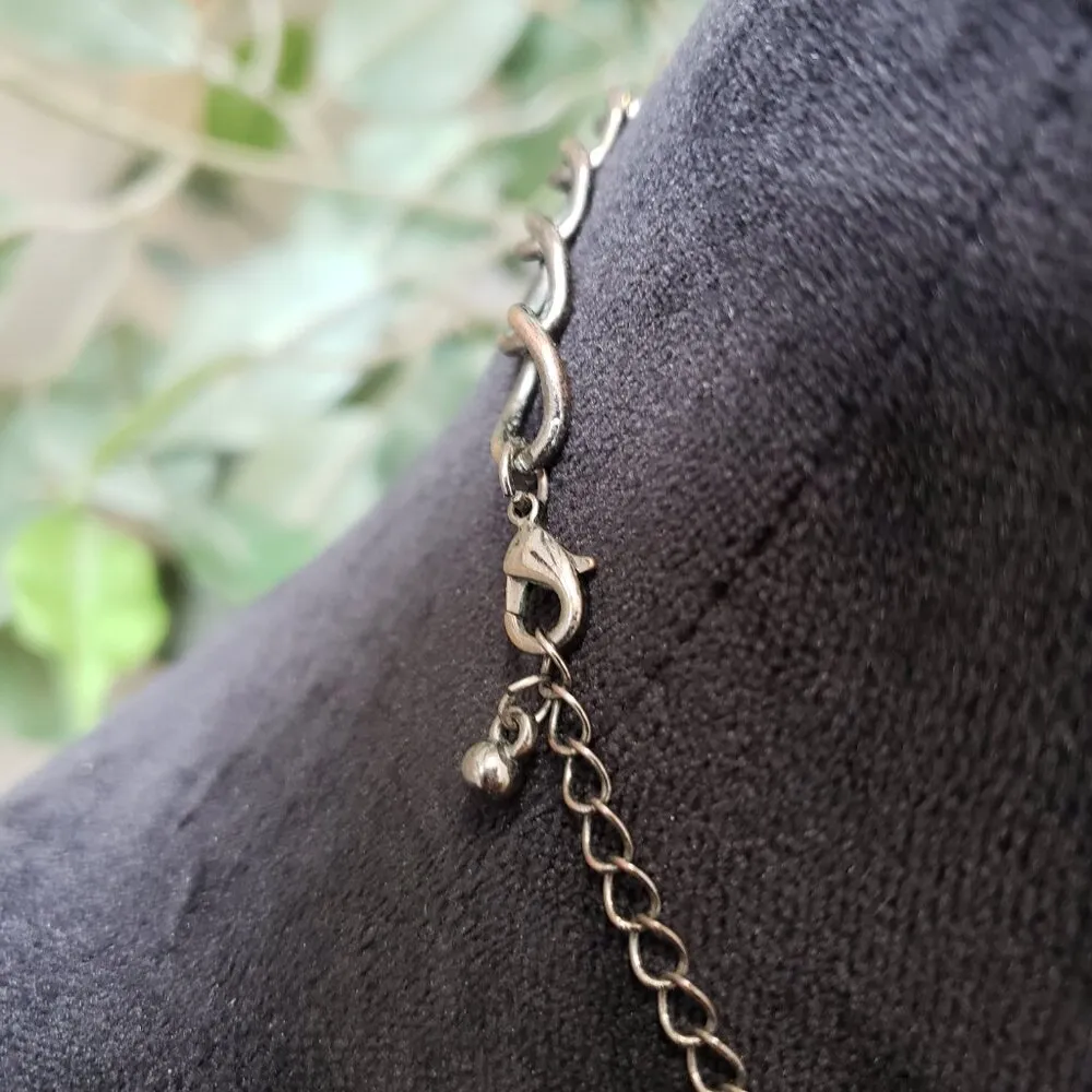 Womens Peach Crystal Fancy Stylish Silver Tone Chain Necklace with Lobster Clasp - Image 3