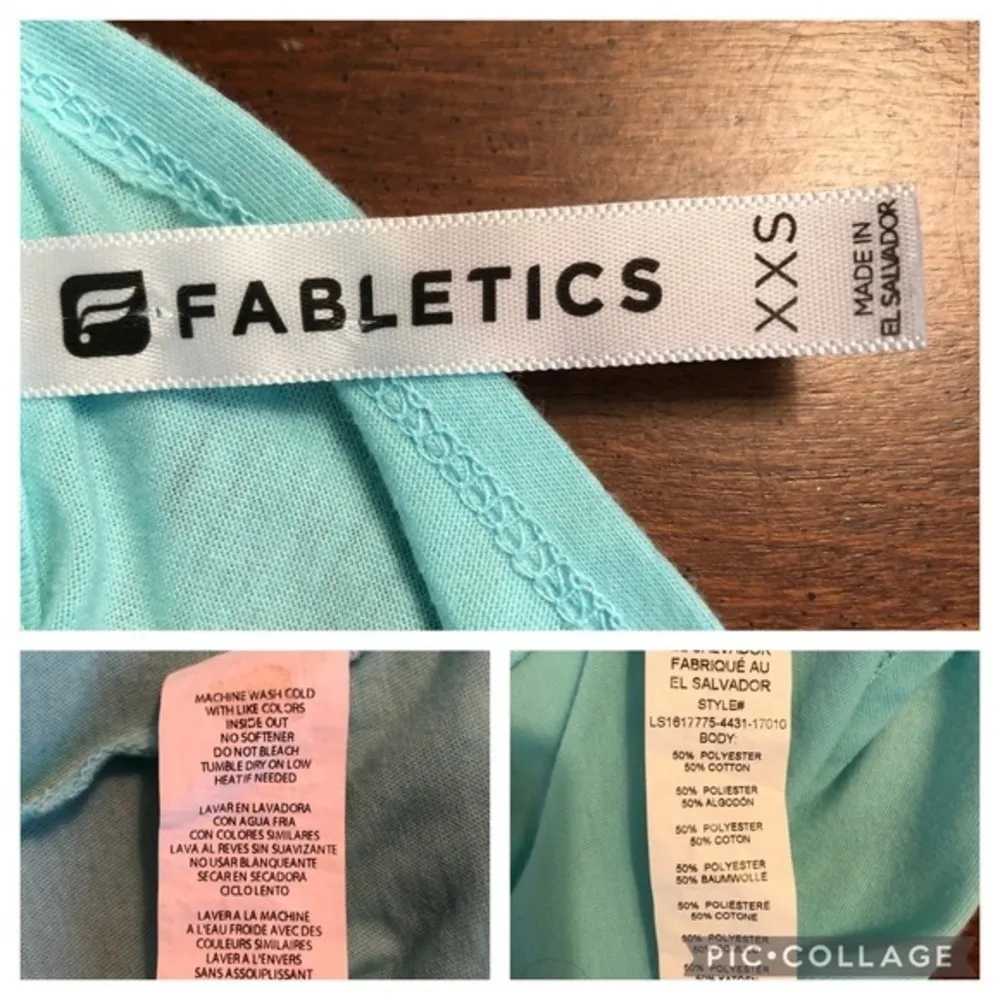 Fabletics Millie Top Split Back Knit Long Sleeve Mint Green XXS Workout Gym - Image 9