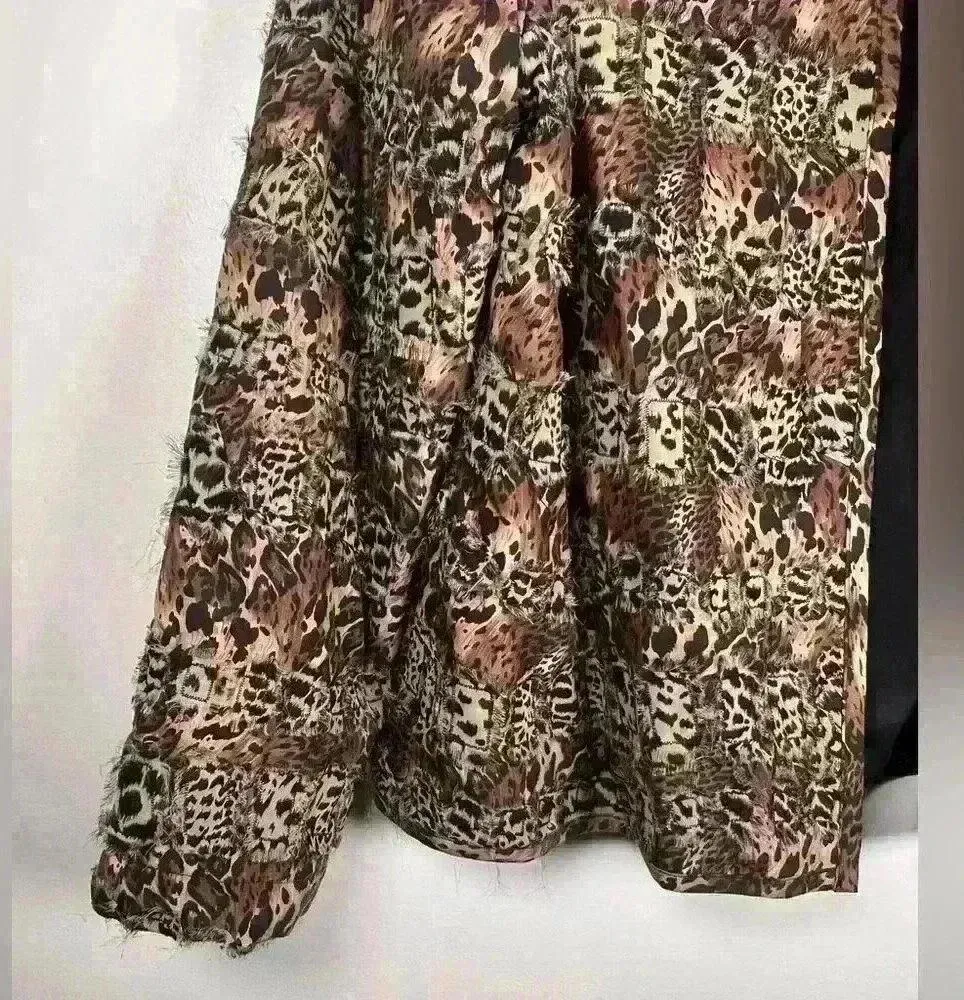 NWT Chico’s Women’s Size 1 (Medium/Size 8) Silk Open Front Jacket Animal Print - Image 9