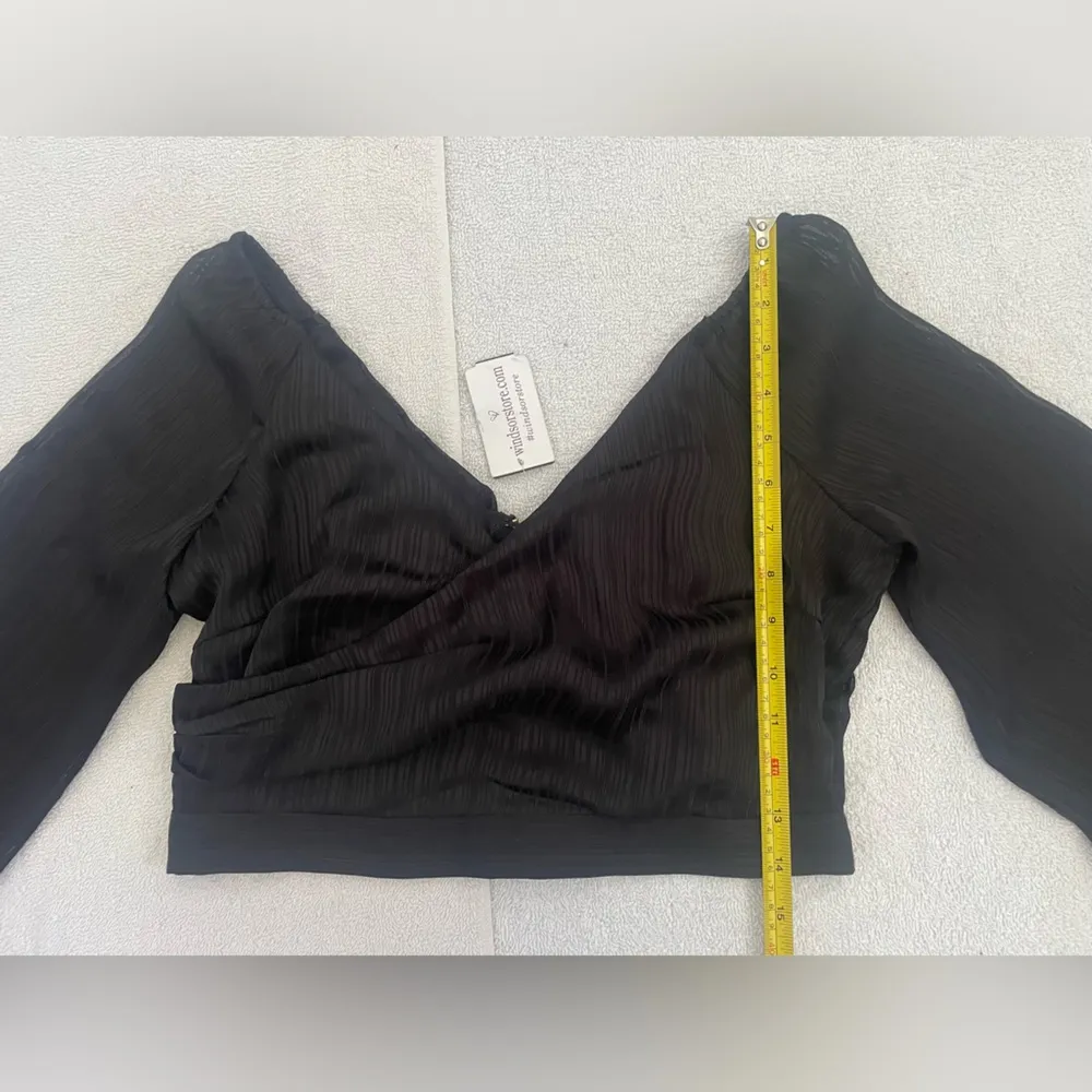 NWT  Sheer Cropped Crossover V-Neck Long Sleeve Top - Image 12