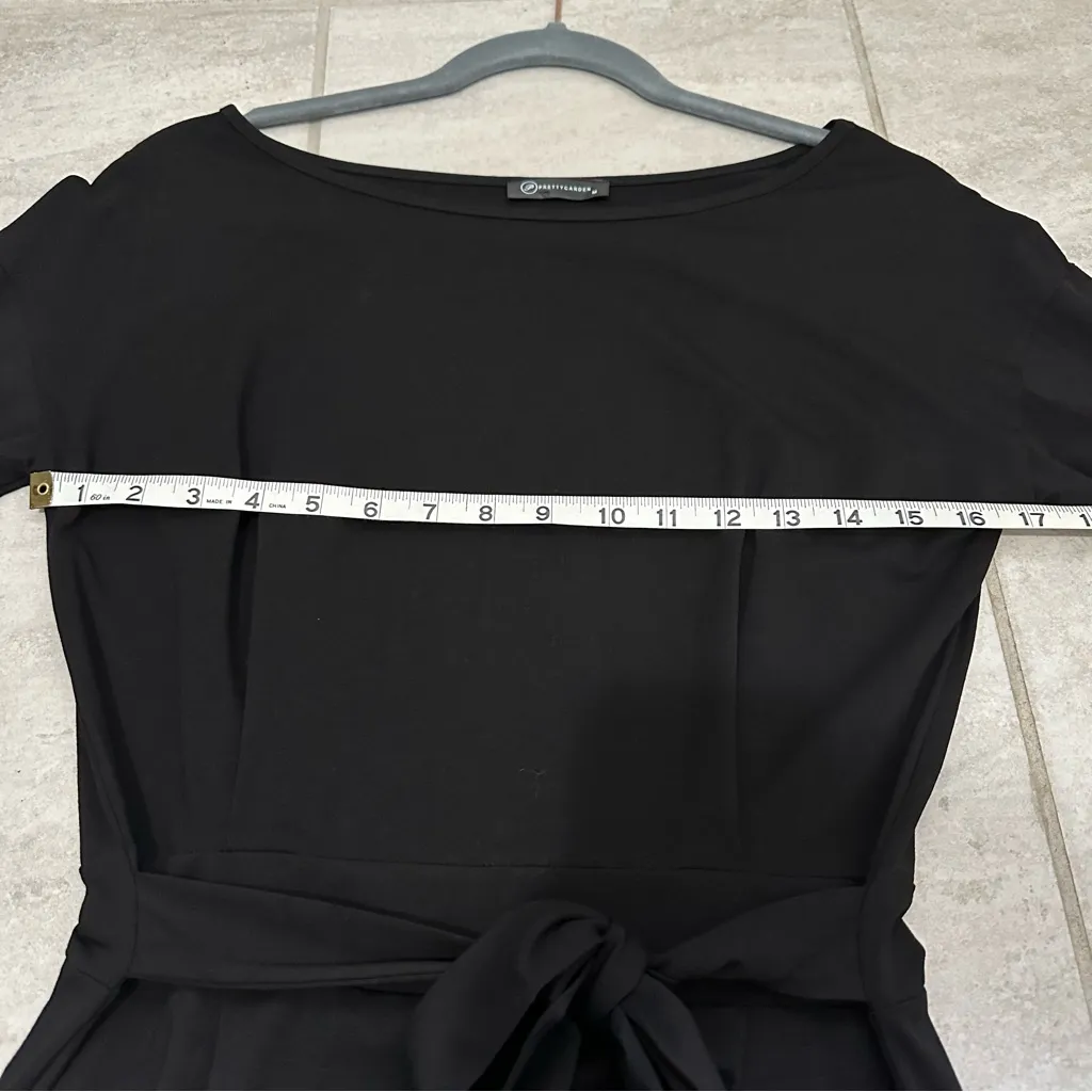 Pretty Garden Elegant Black Boat Neck Long Sleeve Tie Front Formal Dress Size M - Image 8