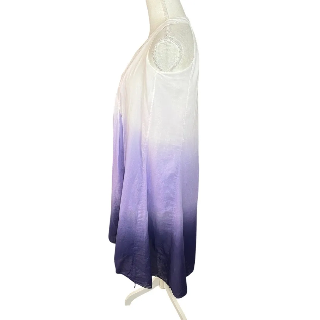 Sisley purple Ombre Bubble hem mini Dress Cotton summer sleeveless resort wear Size M - Image 3
