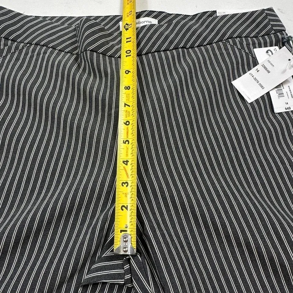 NWT Liz Claiborne Womens 14 Black and White April Stripped Slim Leg Ankle Mid - Image 6