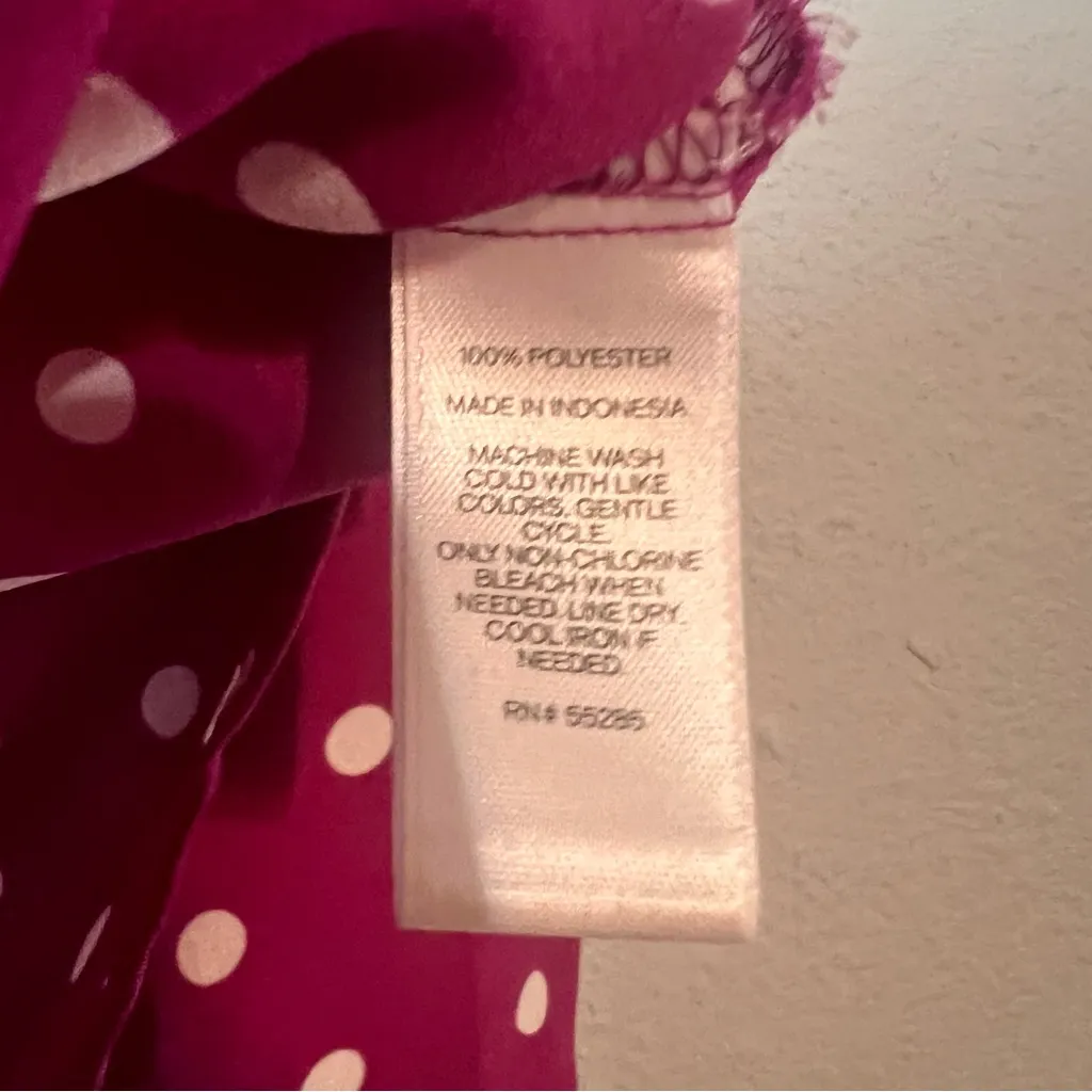 Express Portofino Button Up Shirt Blouse Slim Fit Pink White Polka Dot Size XS - Image 7