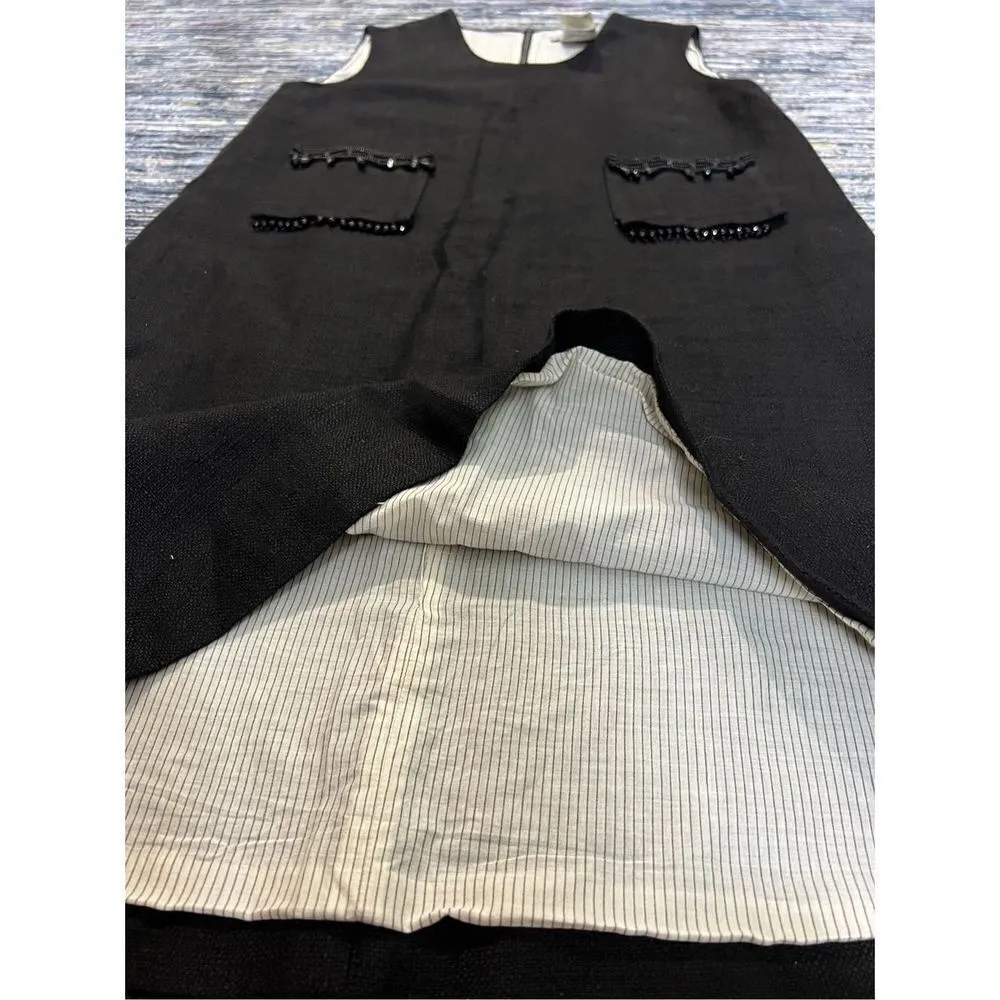 S Max Mara Black cotton Dress Midi Half Zip Back size 8 - Image 10