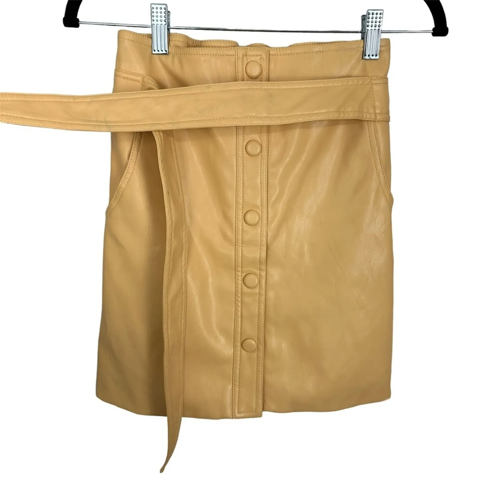 Urban Outfitters Faux Leather Belted Mini Pencil Skirt Peach XS - Image 8