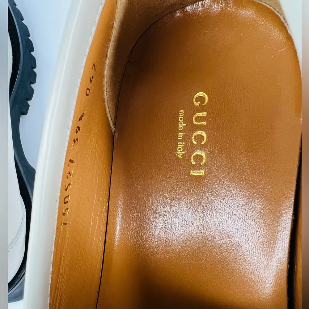 Gucci Jeanne GG Logo Chain Cordovan Lux Moc Toe Platform Loafers Size EU 39.5 - Image 9