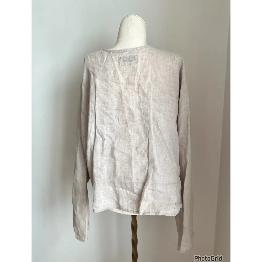 FLAX Linen Oatmeal Shirt Jacket Large - Image 3
