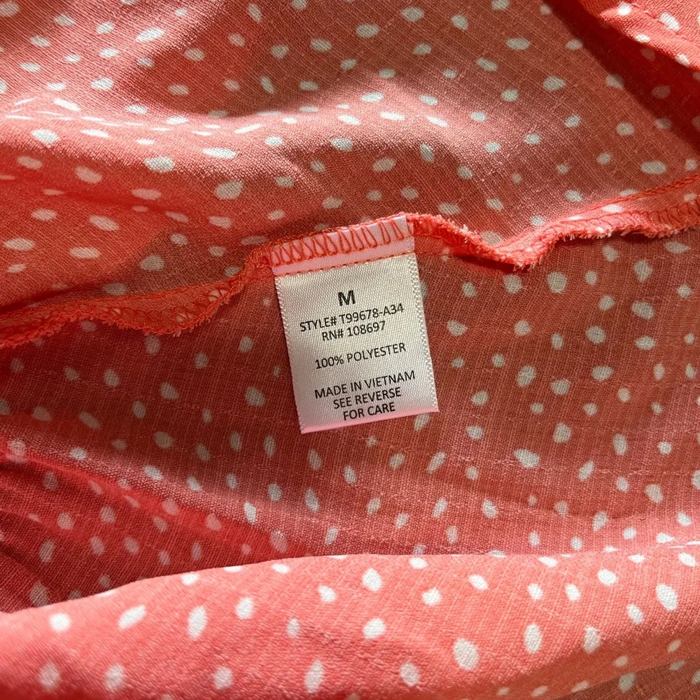 SWEET RAIN Spotted Tie Waist Button Down Short Sleeve Blouse Women’s Sz M NWOT - Image 5