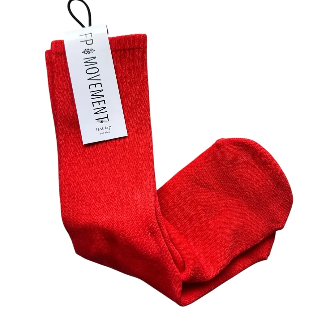 NWT Free People Last Lap Tube Socks in Flame - Image 4