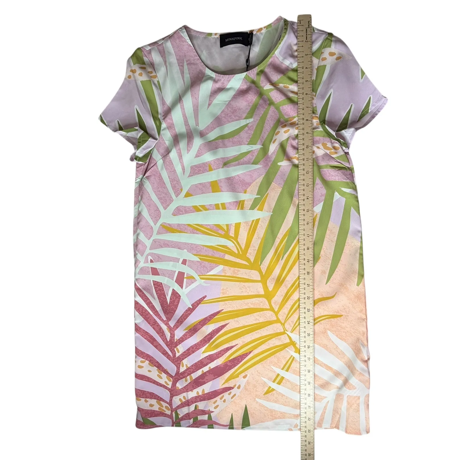 MINKPINK Palm Springs Tee Dress Size XS Tropical Colorful Pastel Resort Vacation - Image 11