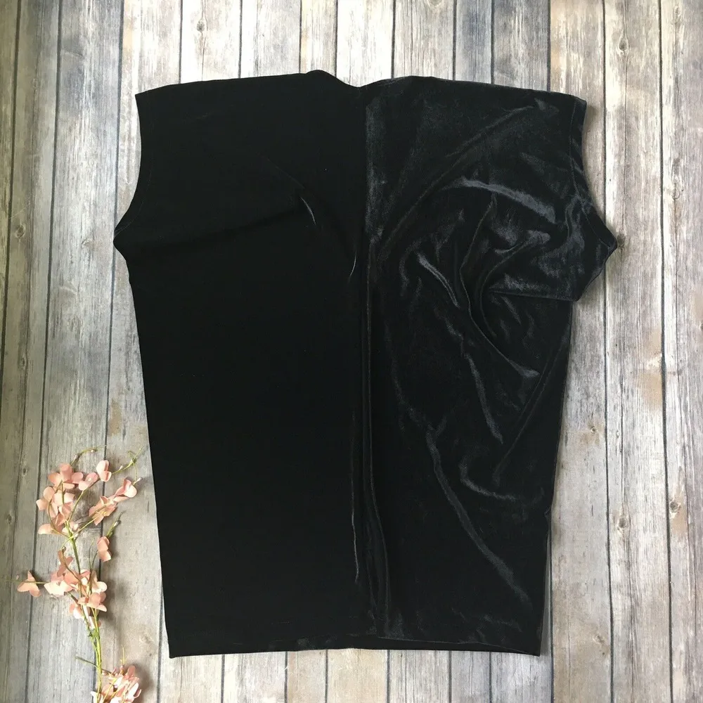 Lands End Top Women S 6 8 Black Stretch Velvet Velour Dolman Tunic Party Evening - Image 6