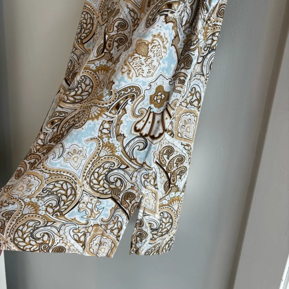 Valeri Bertinelli Linen Blend Neutral Paisley Women's Sleeveless Top Size M - Image 3