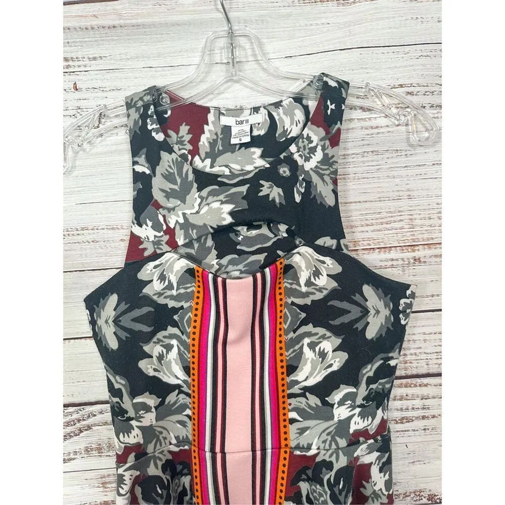 Macy's Bar III Women's Floral Striped Cutout Fit & Flare Skater Dress Small - Image 4