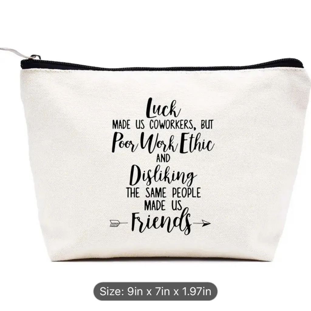 Linen Makeup Bag with Inspirational Quote, Women - Image 2