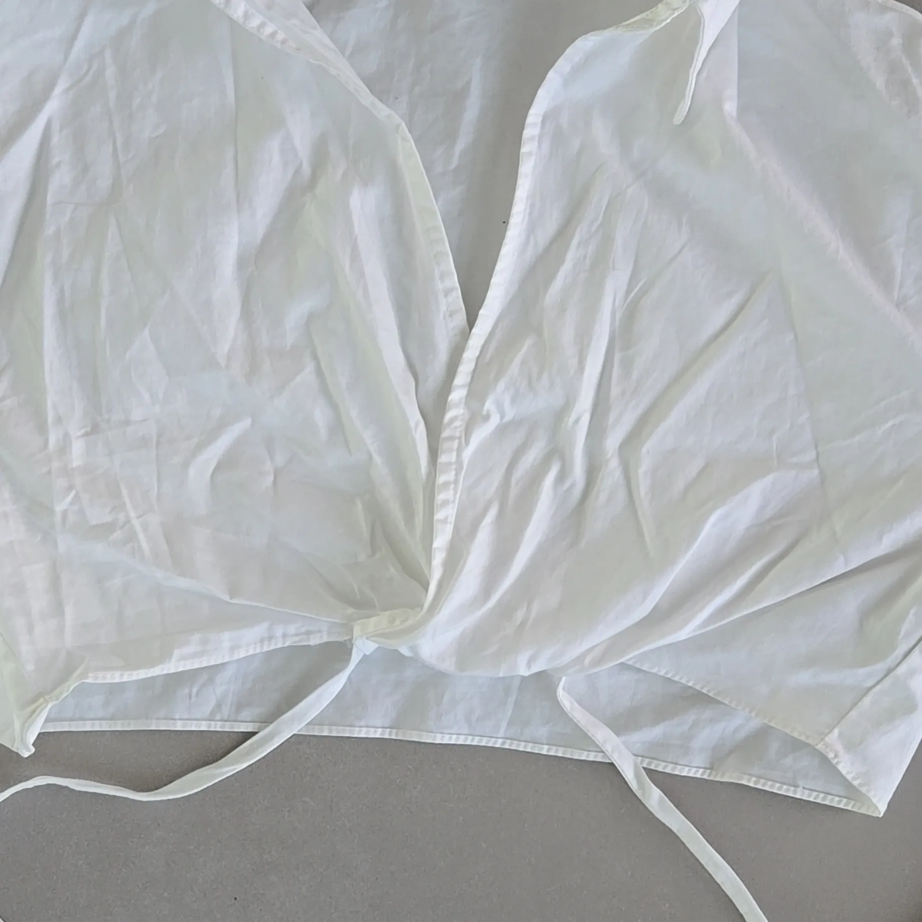 Zara Elegant White Tie-Front Crop Top Blouse Size S - Image 2