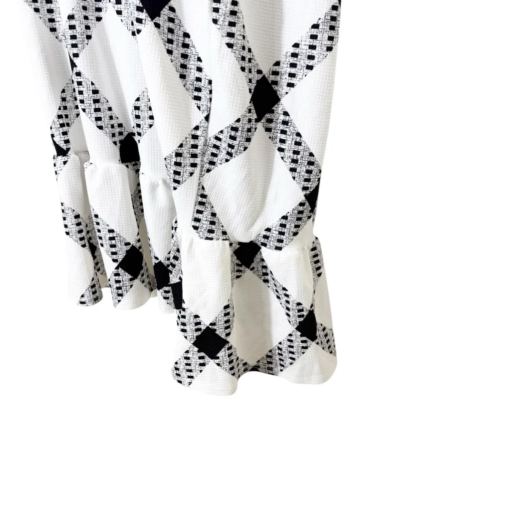 Ashley Stewart Black &‎ White Gingham Ruffle Hem Midi Dress NWT Size 34/36 - Image 6