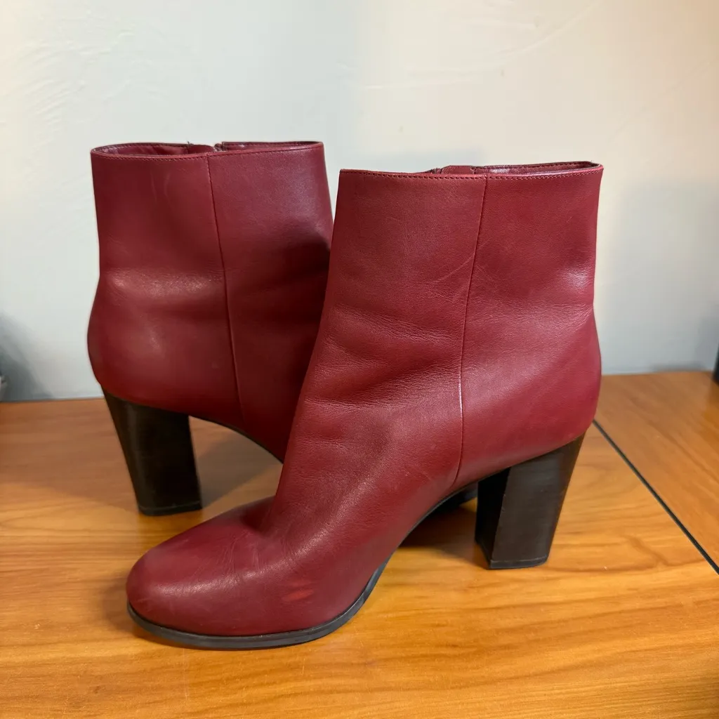 MICHAEL Michael Kors Frenchie Burgundy Red Leather Ankle Bootie Heel Side Zip Size 9.5 - Image 5