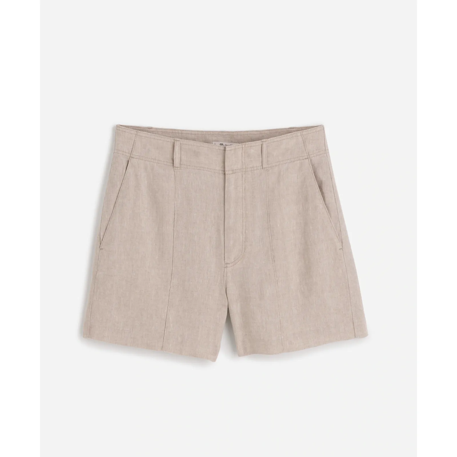 Madewell Pintucked Shorts in 100% Linen Oat Beige High Rise Vacation US 14 NWT - Image 6