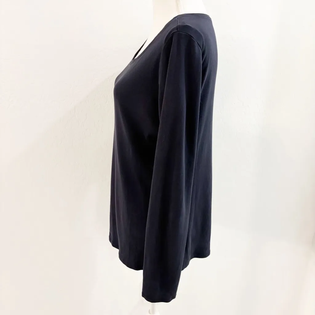 Eileen Fisher Navy Organic Cotton Round Neck Basic Top Size L - Image 7