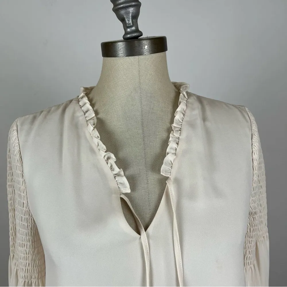 Rebecca Minkoff Cream Tassel Front Blouse - Image 3