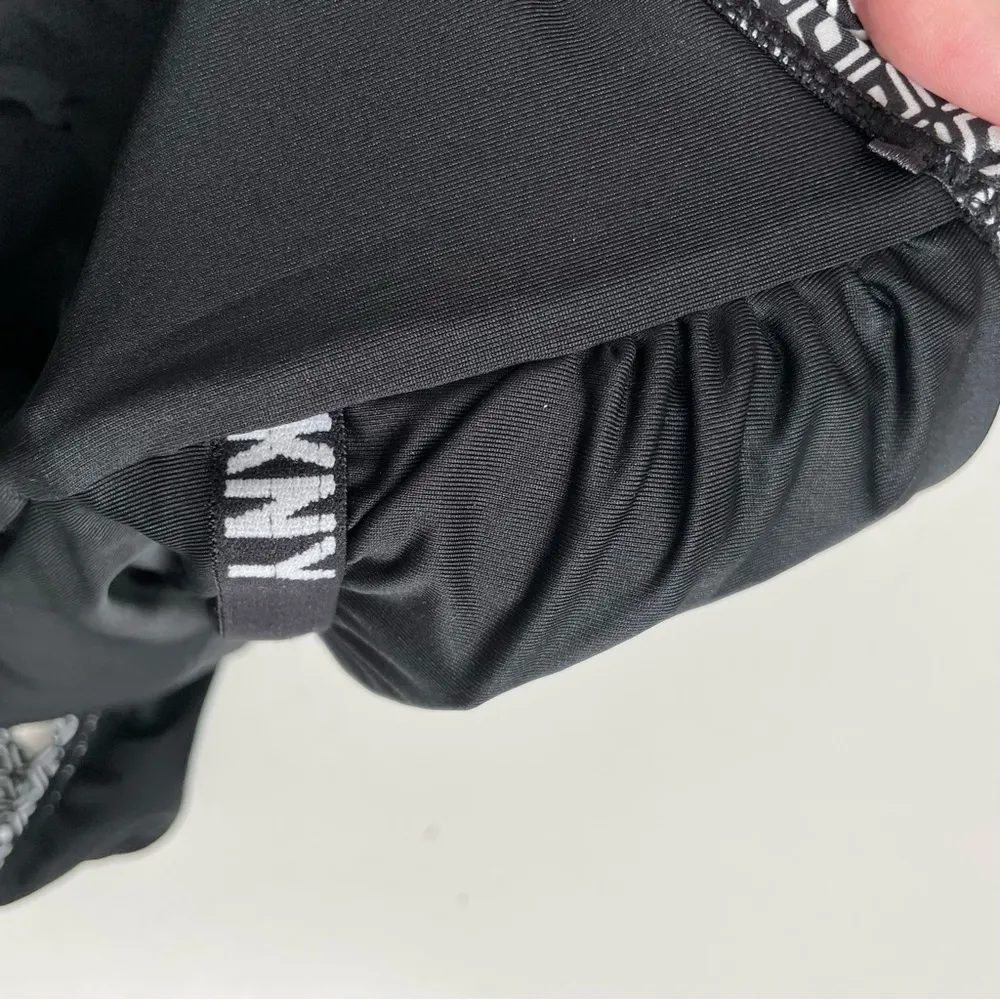 Swimsuit One Piece Geometric Padded Shelf Bra Ruching Boning Black White - Image 6