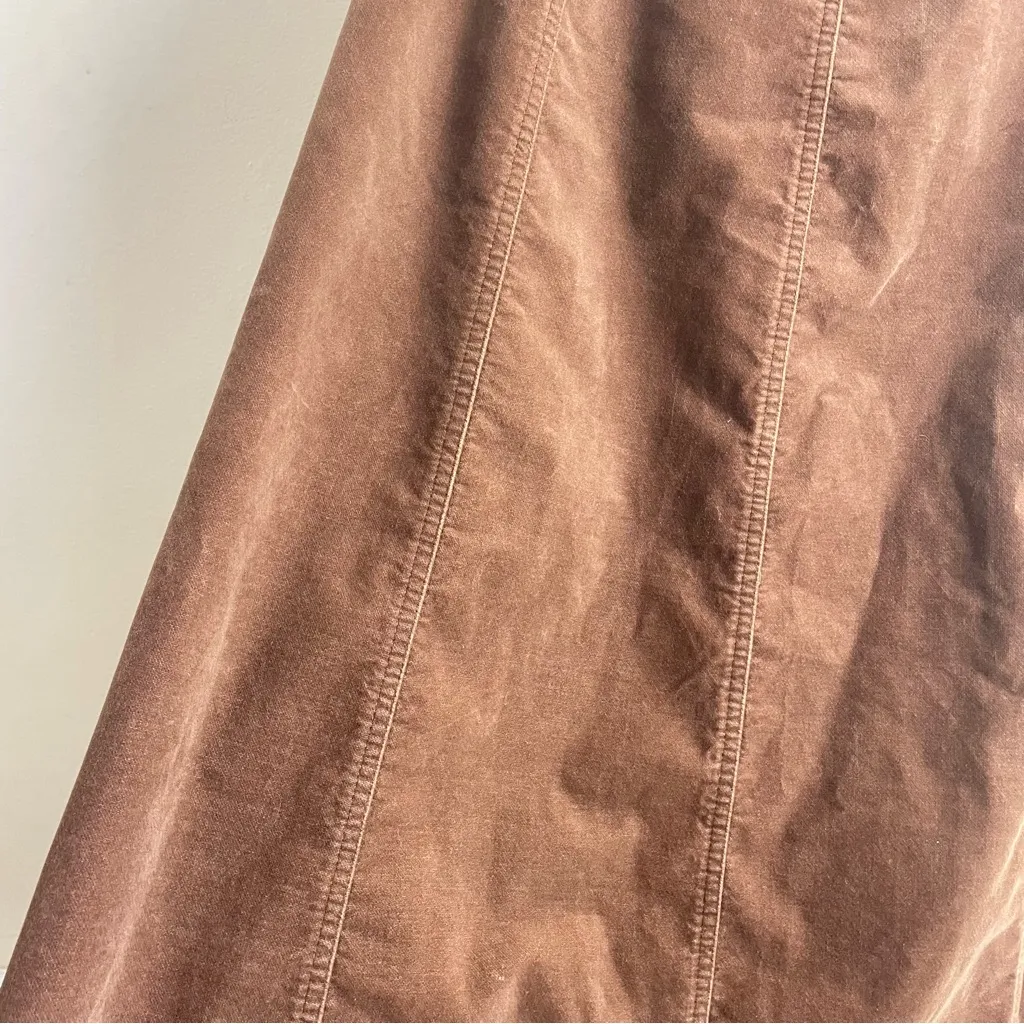 L.L. Bean A-Line Midi Skirt Brown Size 8 Faux Suede Brushed Cotton - Image 4