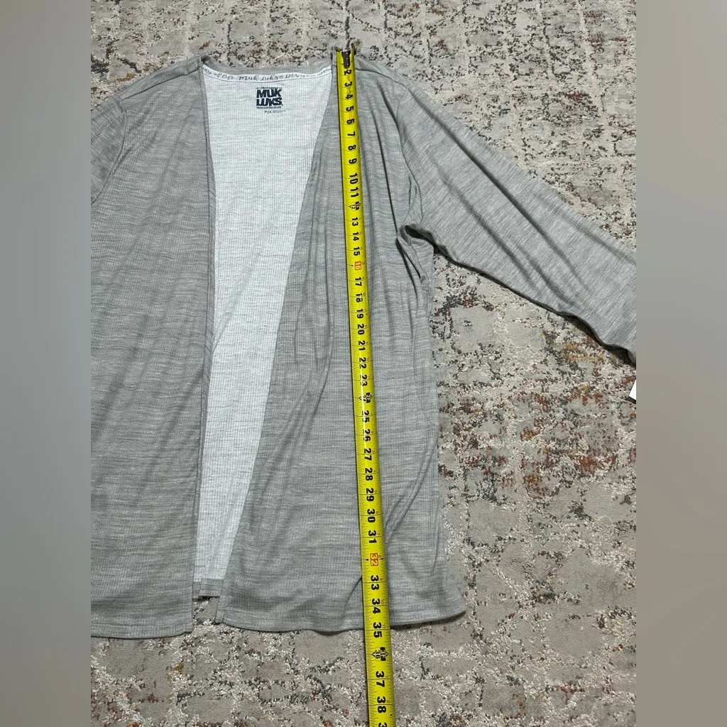 MUK LUKS Women's Cloud Knit Love to Layer Long Sleeve Open Front Cardigan P2X Gray Size 2X - Image 7
