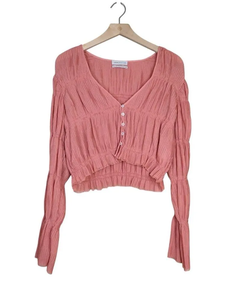 Urban Outfitters Women's S Aliyah Plisse Crop Blouse - Image 3