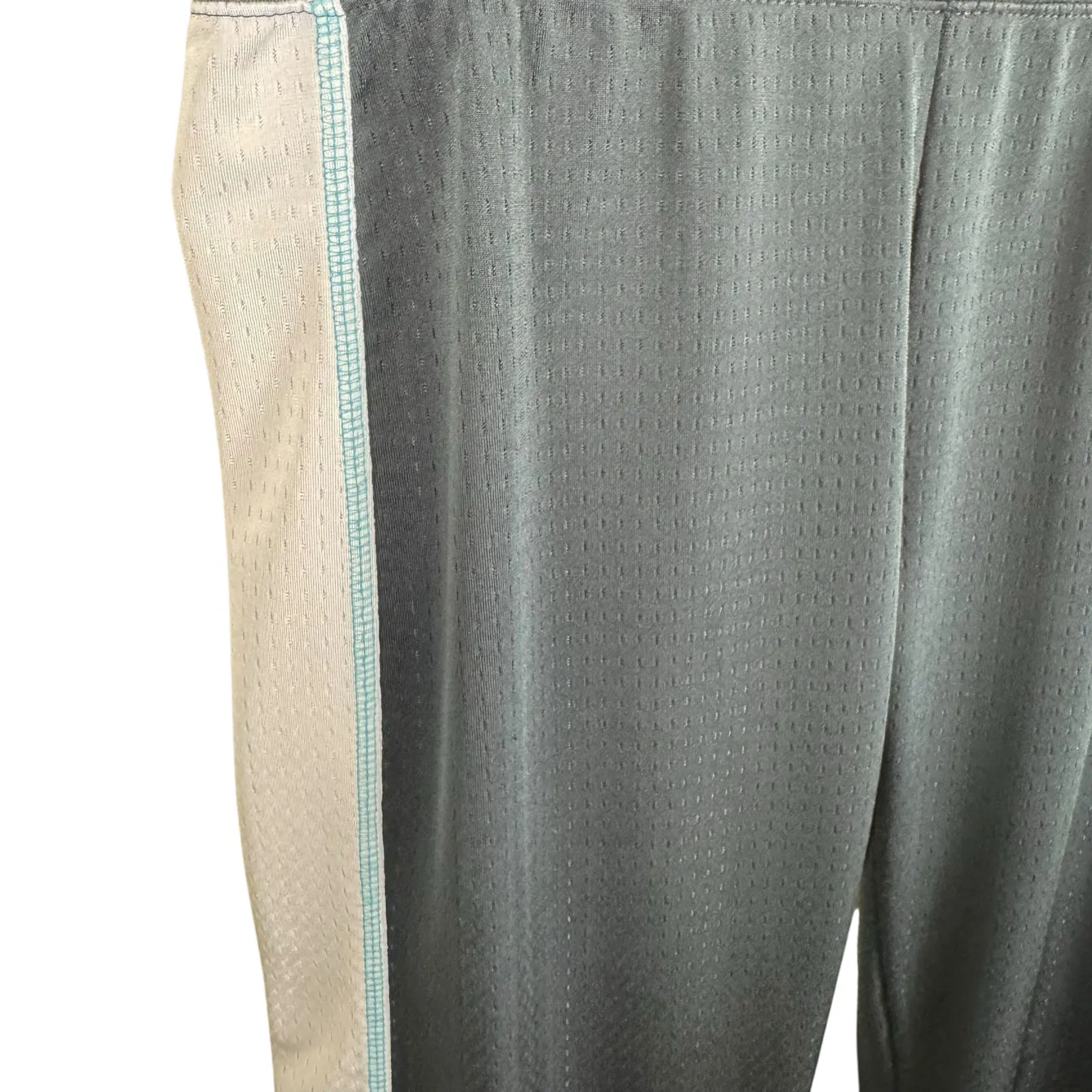 Nike Mesh Black White Blue Stripe Straight Leg Drawstring Athletic Pants‎ Size L - Image 3