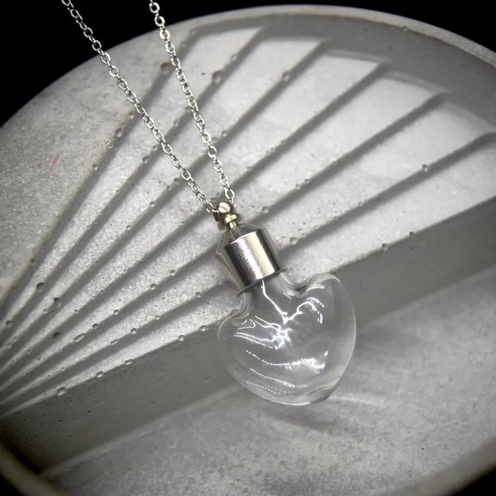 Heart Shaped Bottle Necklace Silver - Image 3