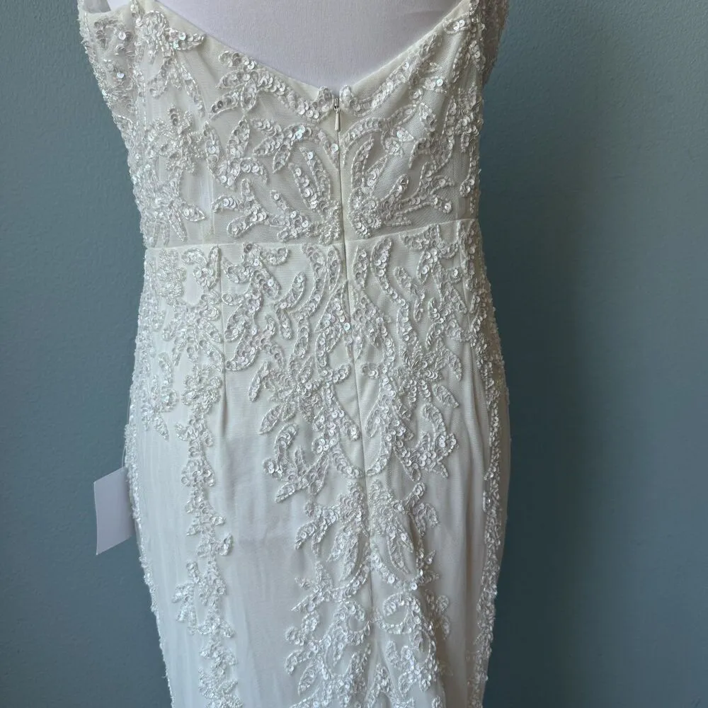 Lulus Momentous Love White Beaded Bustier Mesh Mermaid Maxi Dress Size XL - Image 10